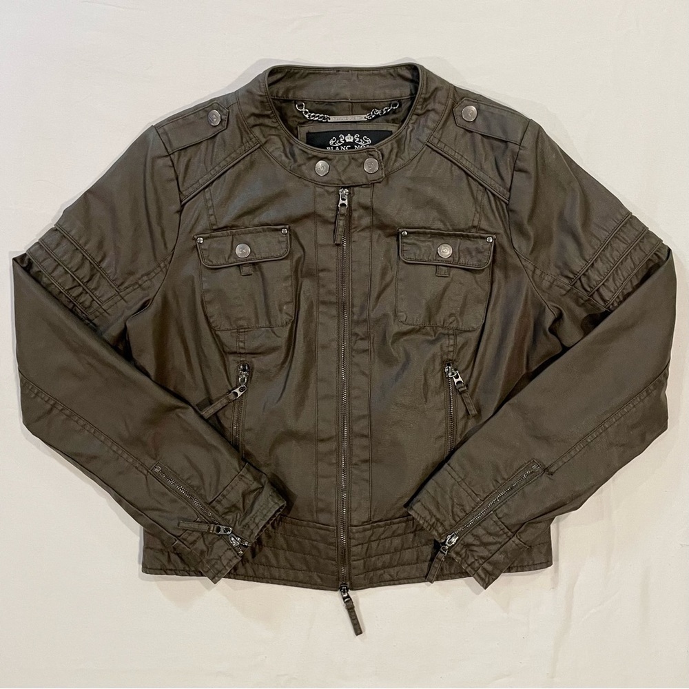 BNCI by Blanc Noir Motorcycle Jacket Womens XL Waxy Cotton Bittersweet Brown MC